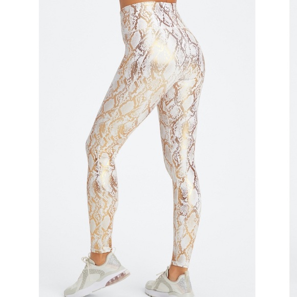 Fabletics Gold and White Snake Pattern Leggings - Picture 2 of 13